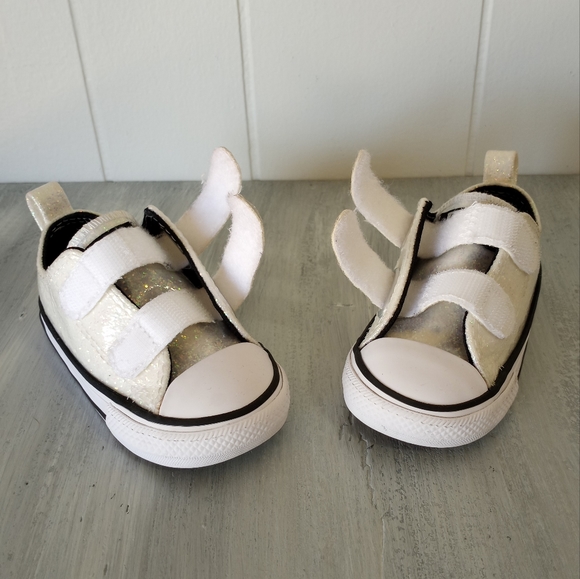 Converse Chuck Taylor All Star 2V Winter Glitter Sneakers Baby Girls Size 5 - Picture 7 of 14